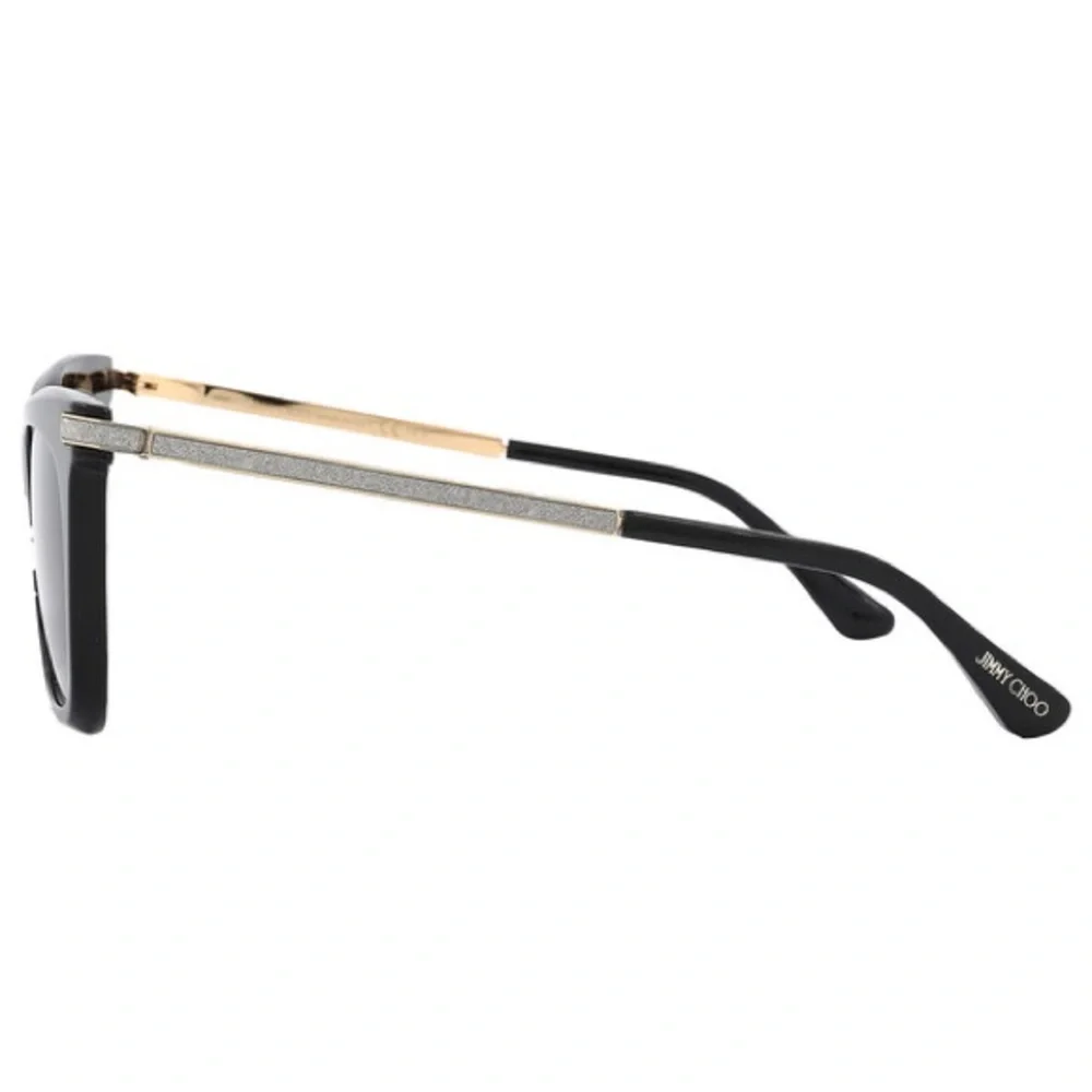 New In Case Jimmy Choo Olye Square Sunglasses In Black & Gold Glitter Accent
